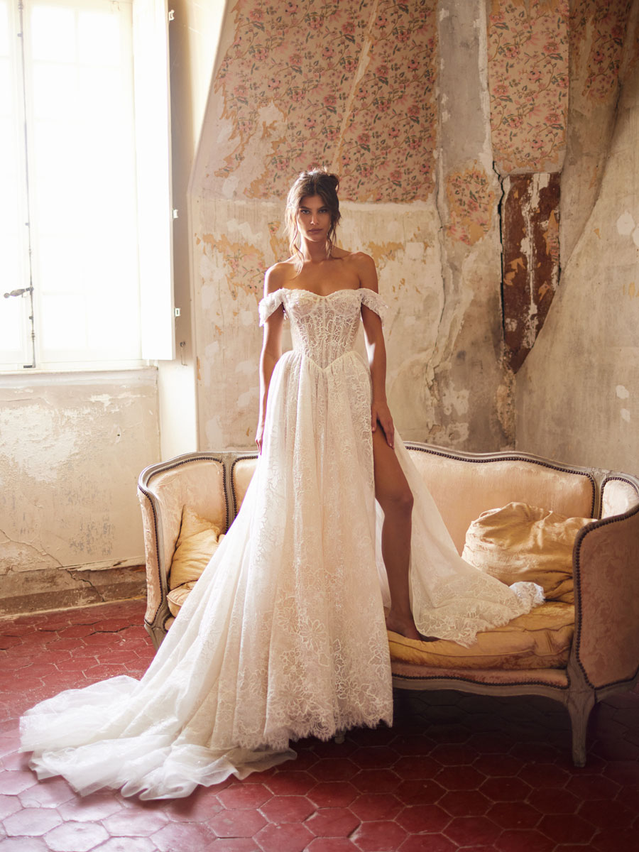 Love Couture Bridal Wedding Dresses Bride showcasing intricate bridal Wedding Dresses.