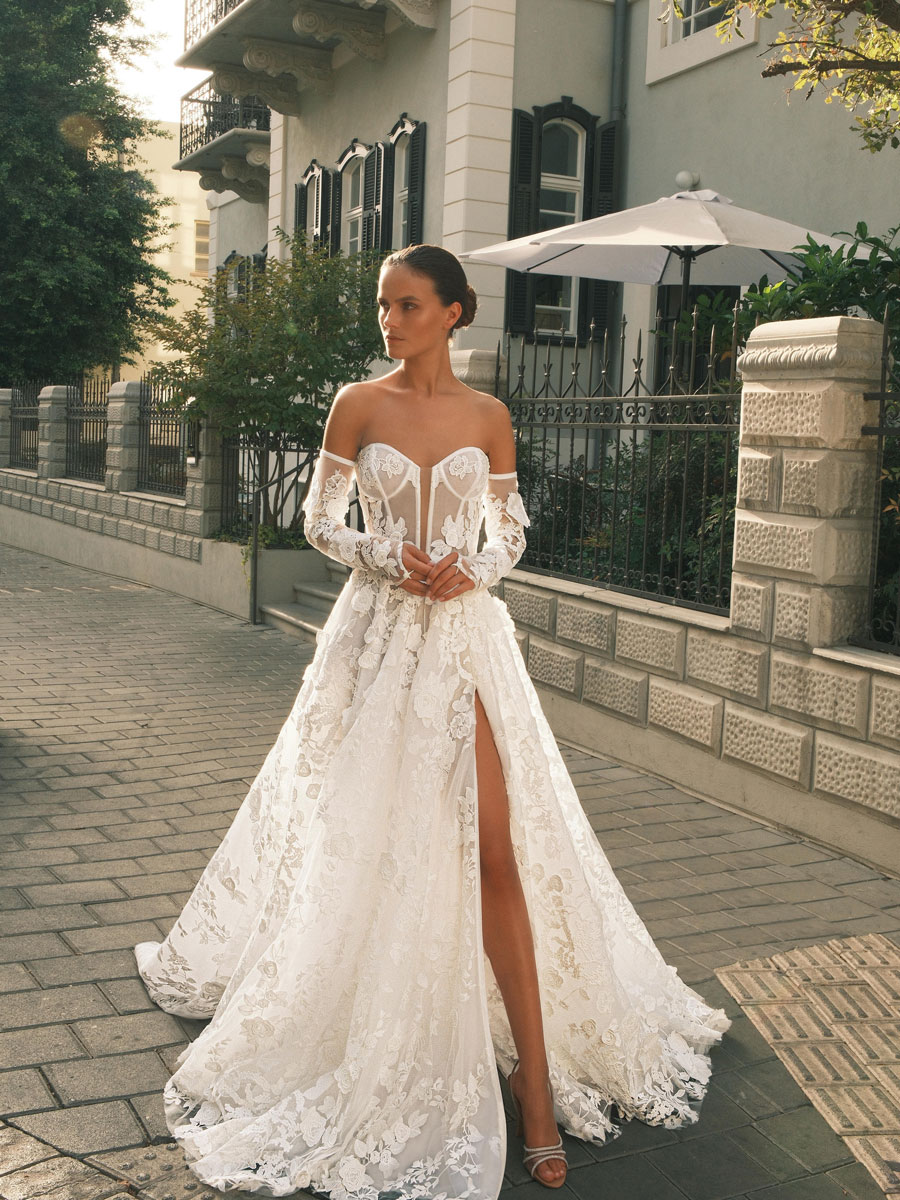 Love Couture Bridal Wedding Dresses Lady wearing a refined Wedding Dresses.